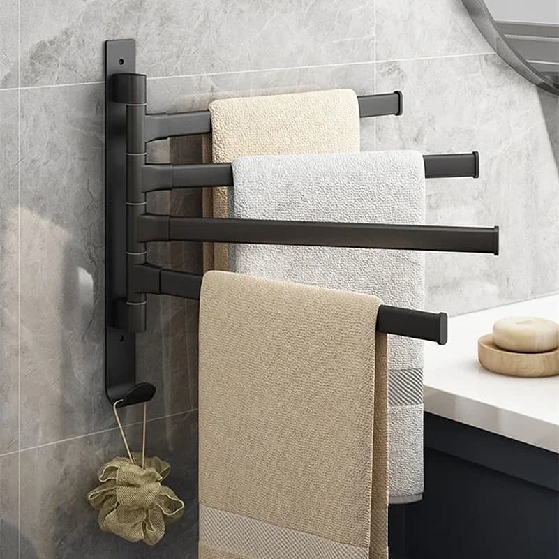 Portasciugamani da Bagno Girevole in Alluminio, Porta Asciugamani a 2/3/4/5 Barre, Mensola da Cucina, Porta Carta Igienica da Parete