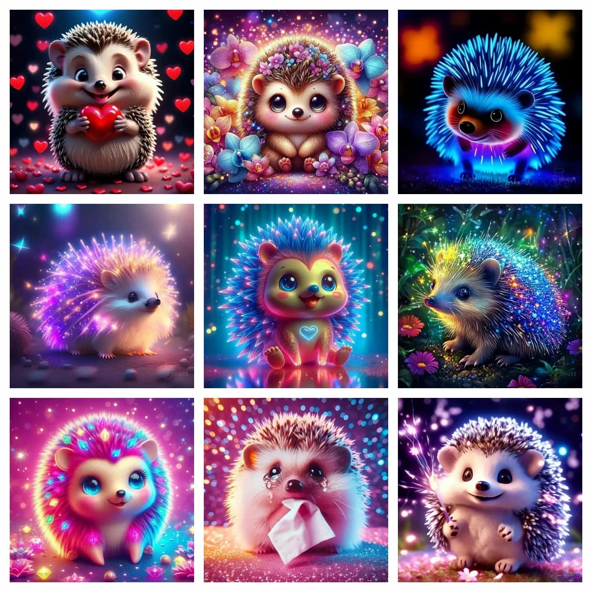 DIY 5D Diamond Painting Hedgehog Embroidery Cartoon Animal Full Round Drill Mosaic Set Wall Decor Handmade Gift