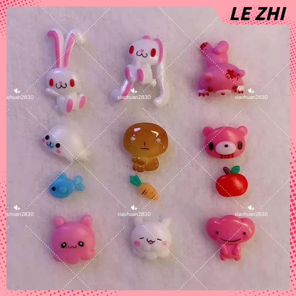 Stampo in silicone 3D per nail art in acrilico con design anime (coniglio, orso, polpo, foca), stampo per unghie con motivi carota, mela, pane e prodotto finito