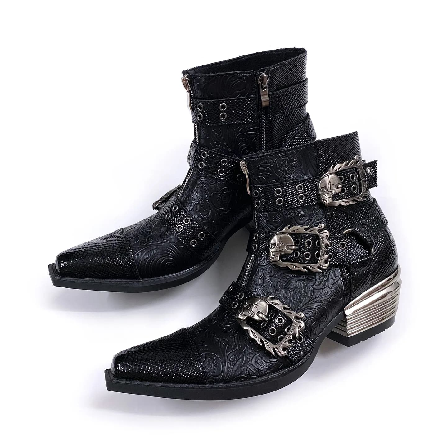 2026 Western cowboy women's retro metal short design sense men's trendy shoes heightening Chelsea boots