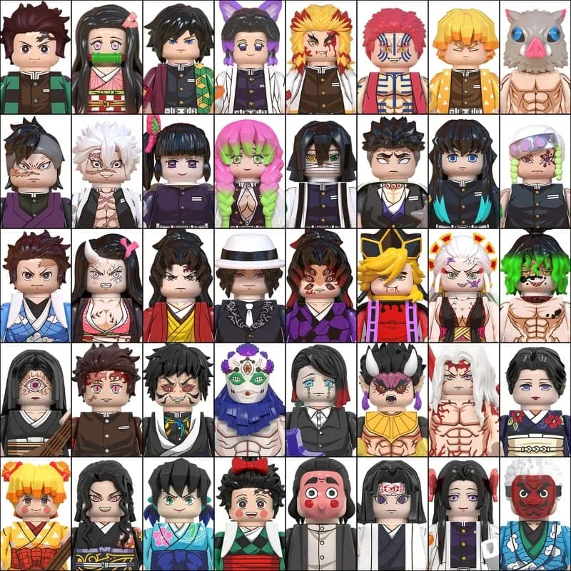 Demon Slayer Building Block Minifigures 50PCS Tanjirou Nezuko Giyuu Shinobu Collectible Action Figure Kids Assembly Toy Gift