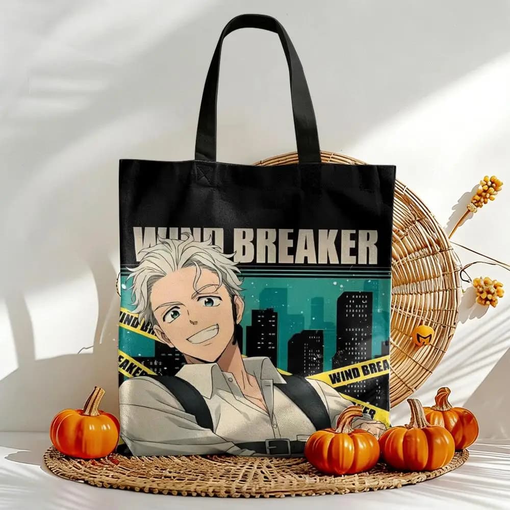 W-Wind Breaker W-Webtoon Storage Bags Canvas Double-Sided Print Shoulder Handbag Reusable Eco-Friendly Shopping Tote Bag