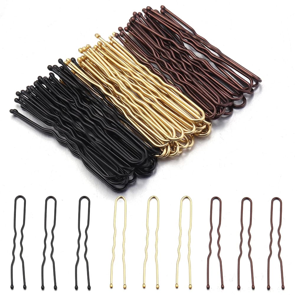 50 Pezzi Fermagli a U per Capelli da Donna e Ragazza, in Metallo, per Chignon, Fermagli Bobby da Sposa, Barrette, Strumenti per Acconciature da Salone, Clip a U 5cm