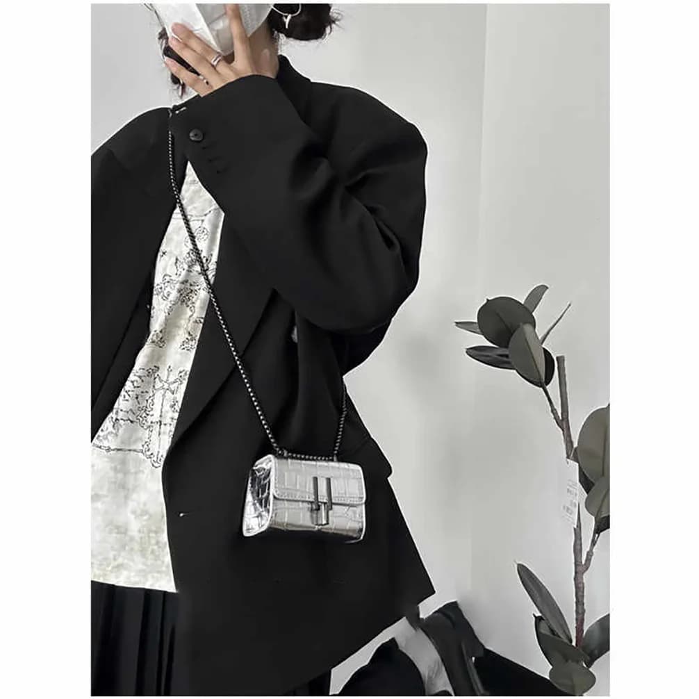 Mini borsa in pelle verniciata alla moda per donna Borse a tracolla a catena chic in PU tinta unita Borsa femminile lucida versatile casual