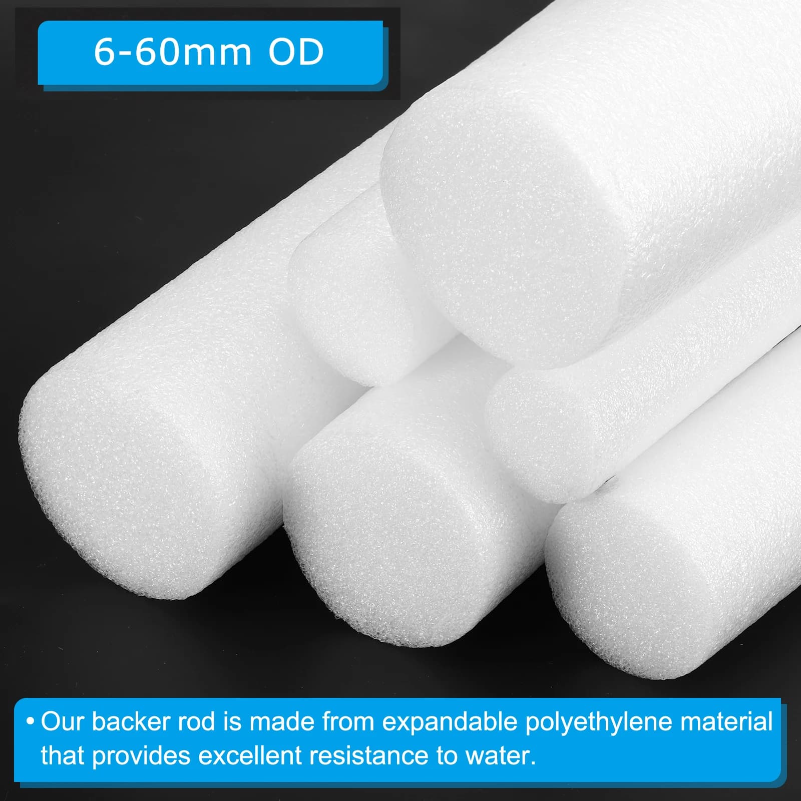 Uxcell 1/3/5 pieces 1-15m white support rod for blank spaces and joints 6-60mm OD foam rope mastic crack filler roll sealing weather strip