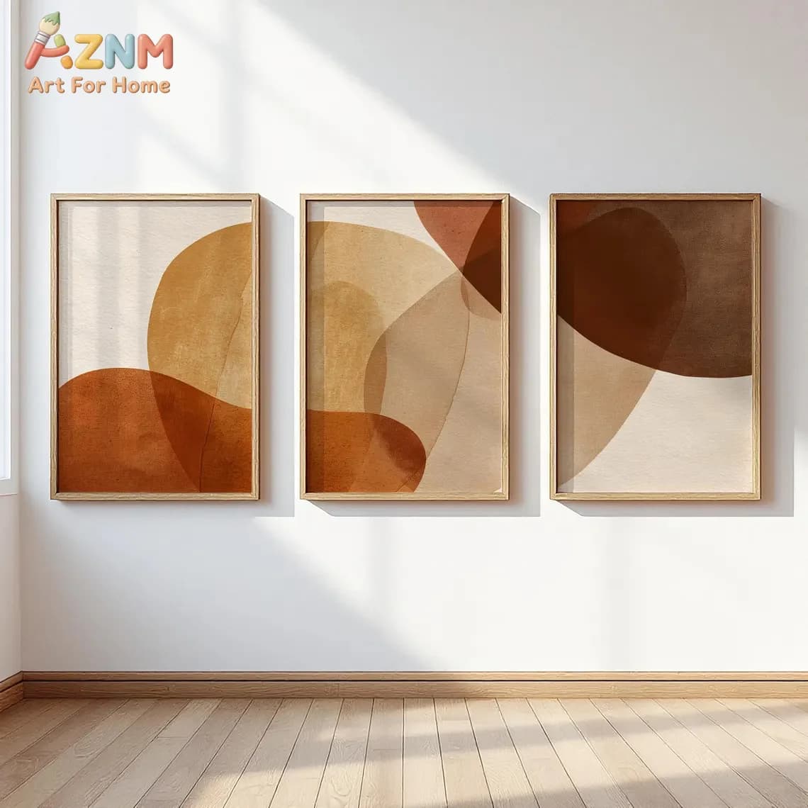 AZNM Boho Abstract Terracotta Geometric Shape Canvas Wall Art, Modern Minimalist Neutral Watercolor Print Poster, Unframed Singl