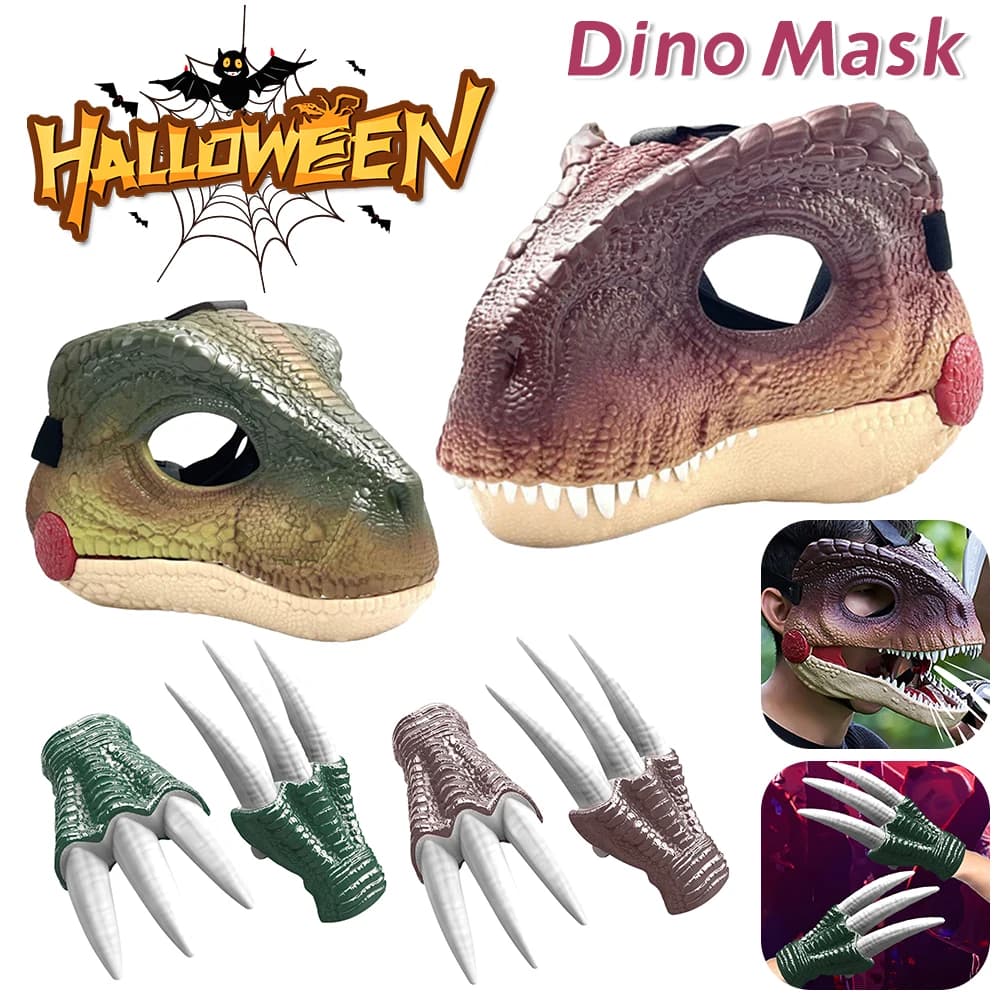 Funny dinosaur mask hard plastic dinosaur mask for jaw head in Halloween movement with mobile mouth sound festival for cosplay prop parties