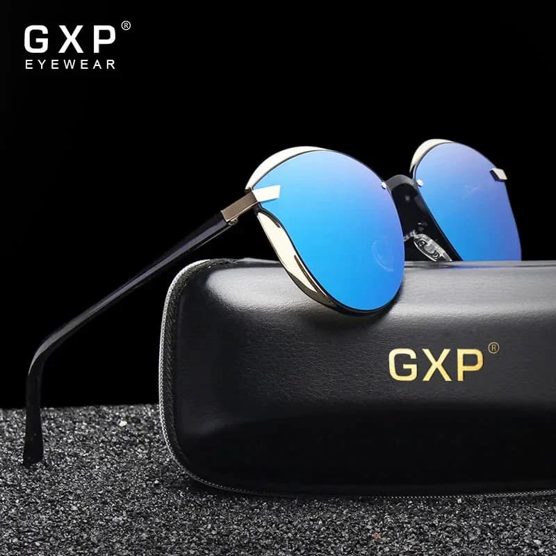 Occhiali da sole da donna classici di marca GXP Cat Eye Occhiali da vista con montatura rotonda Occhiali da sole polarizzati UV400 Occhiali da donna causali di lusso all'aperto