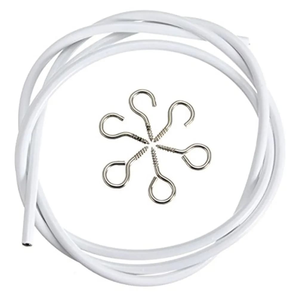 Set di Corde per Tende in PVC Flessibile con Filo d'Acciaio da 3 Metri, Include 4 Robuste Ganci a Occhio, Installazione Rapida, Accessori per Tende Estensibili