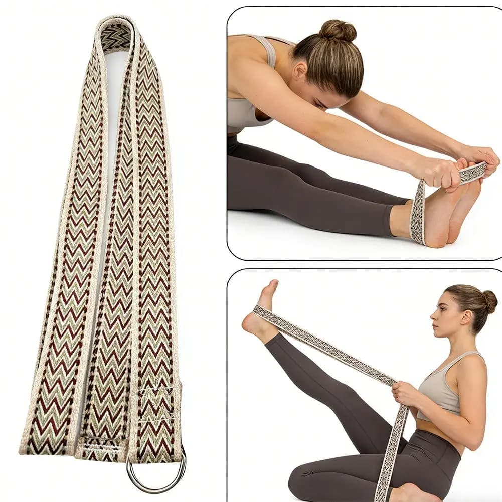 Cinghia per Yoga da 183 cm con Fibbia ad Anello a D in Metallo, Fascia Regolabile in Misto Cotone per Yoga, Pilates, Flessibilità e Riabilitazione