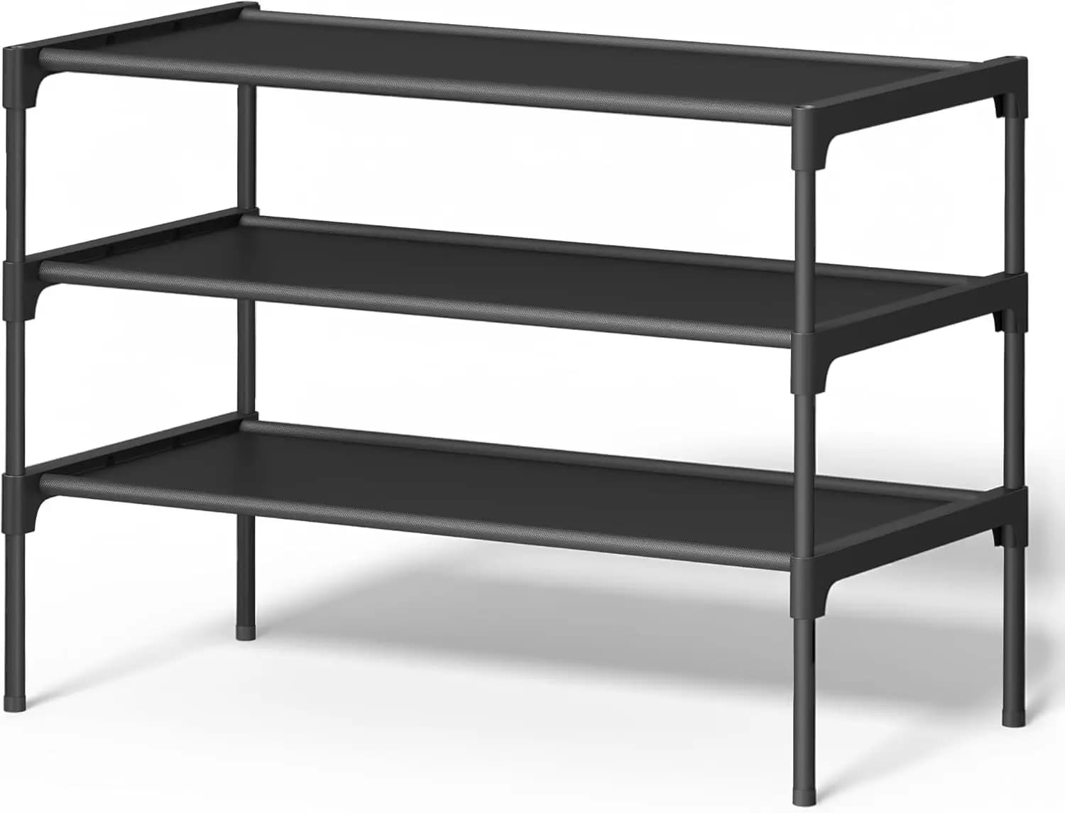 3-tiered shoe, space saving with metal frame and fabric shelves, 11,6x24,5x21 inch for organization in the entrance