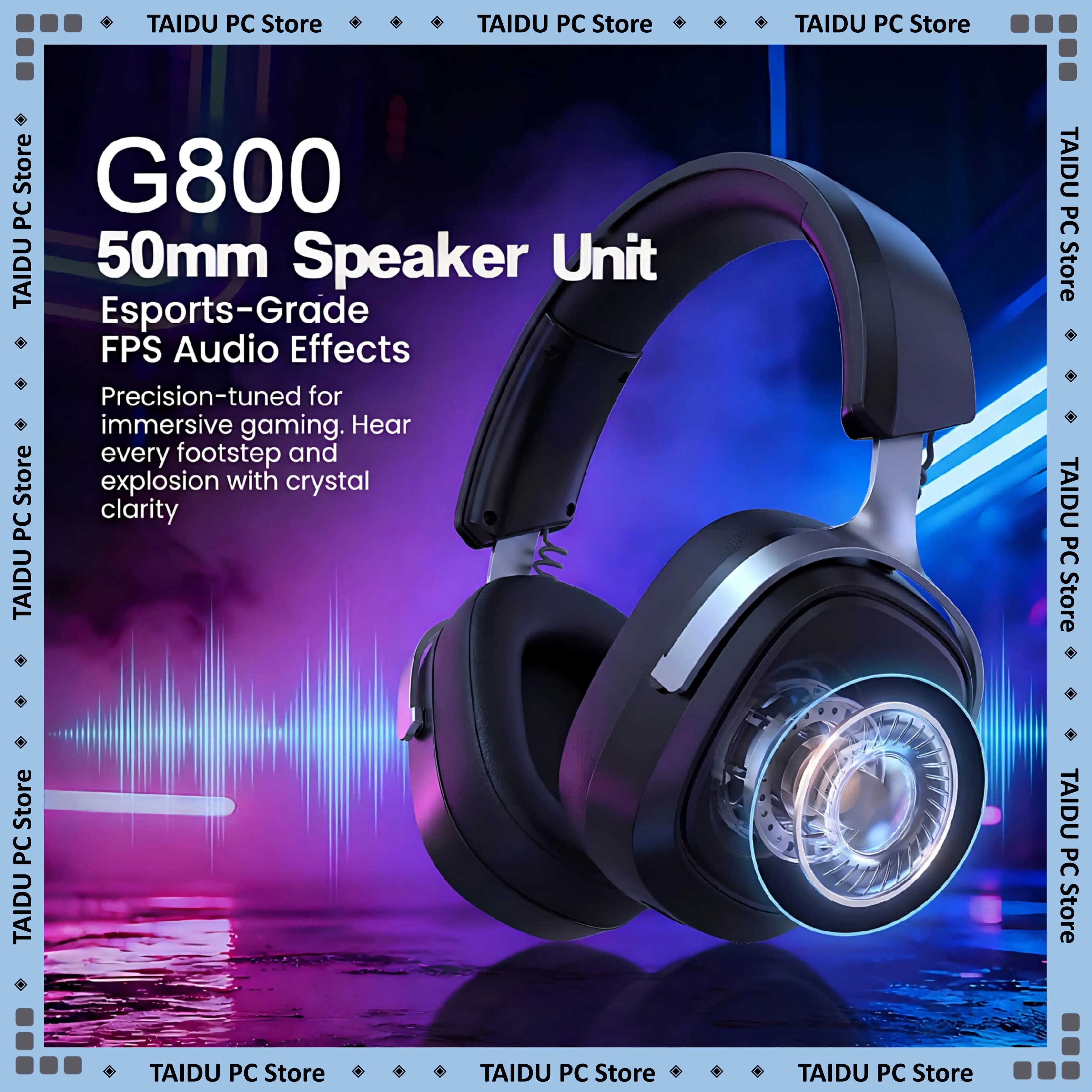 Cuffie da Gaming ATTACK SHARK G800 Tri-Mode con Altoparlante da 50mm, Audio FPS, Batteria da 1000mAh, EQ Professionale