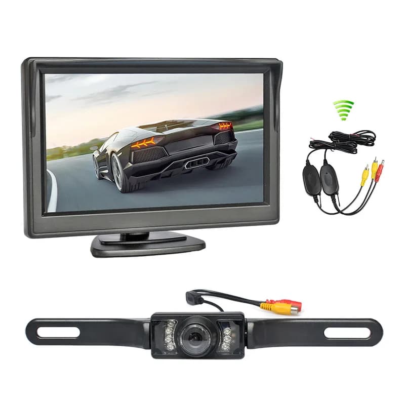 SMALUCK Wireless 5 "Monitor per auto di backup Visione notturna IR Telecamera per retromarcia Vista posteriore Sistema di sicurezza per parcheggio per camion Van per auto