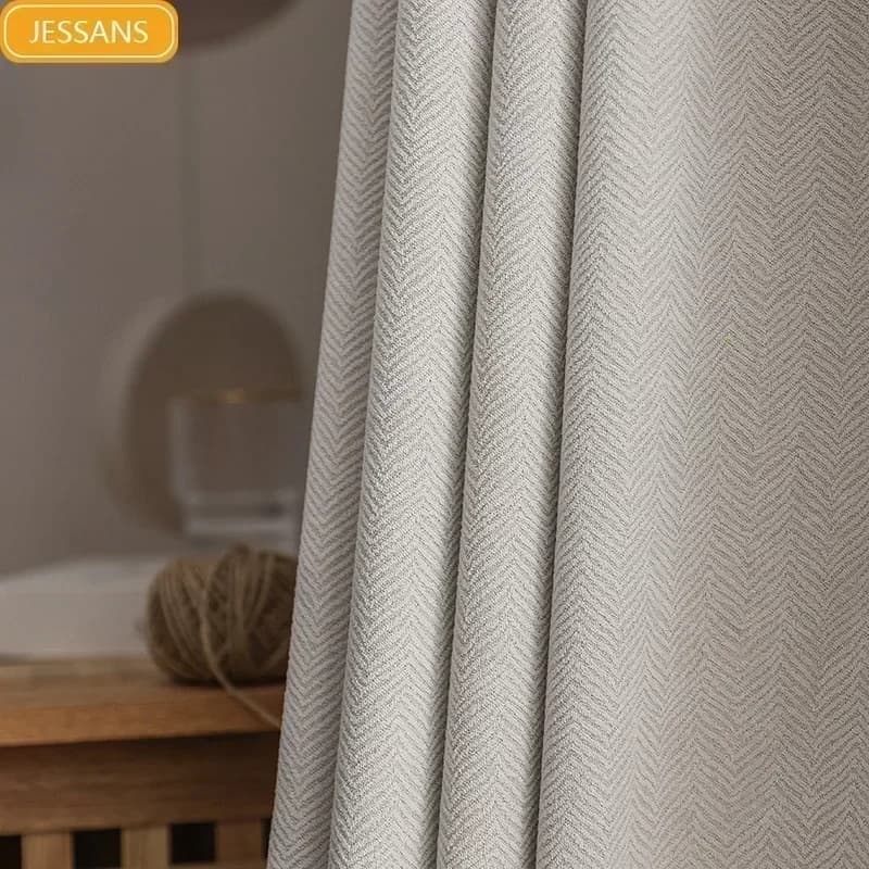 2024 nuovo addensato francese leggero lusso crema tenda panno tinta unita camera da letto soggiorno completamente oscurante protezione solare cotone lino