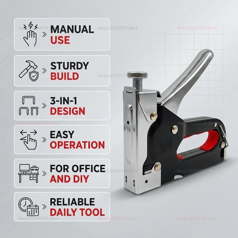 Heavy Duty 3 in 1 Stapler Nail Gun Kit with 3000 Staples for Furniture Repair Upholstery Carpentry Home Construction DIY Project