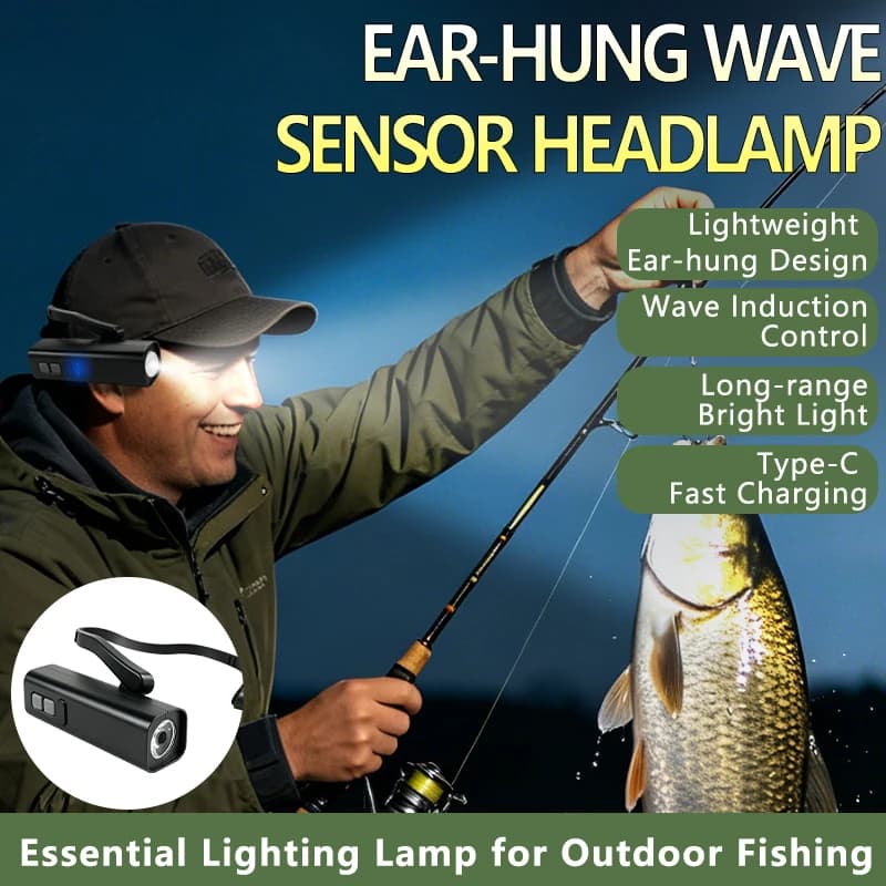 2026 Ear Clip Headlamp– Bright LED Headlight, Rechargeable Waterproof Head Flashlight for Fishing Running Cycling Outdoor