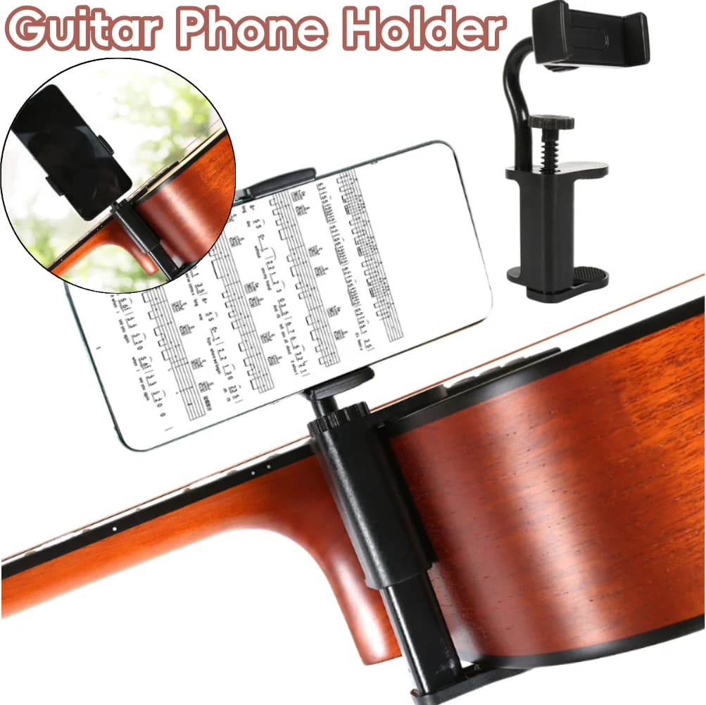 Supporto per telefono per chitarra Clip per testa di chitarra Supporto per telefono magnetico regolabile per spartiti per chitarra Supporto per supporto per chitarra a mani libere