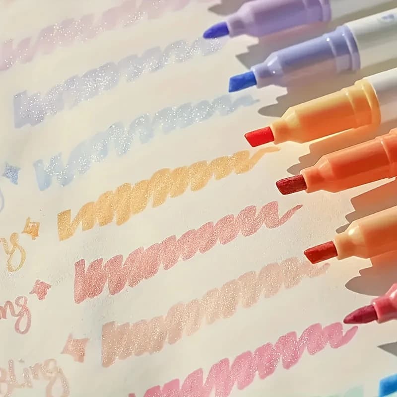 4 pz/set Glitter Evidenziatore Penna Pastello Fine Pastello Evidenziatore Kawaii Marker Scrapbook Dipinto Cancelleria Materiale Scolastico Per La Casa