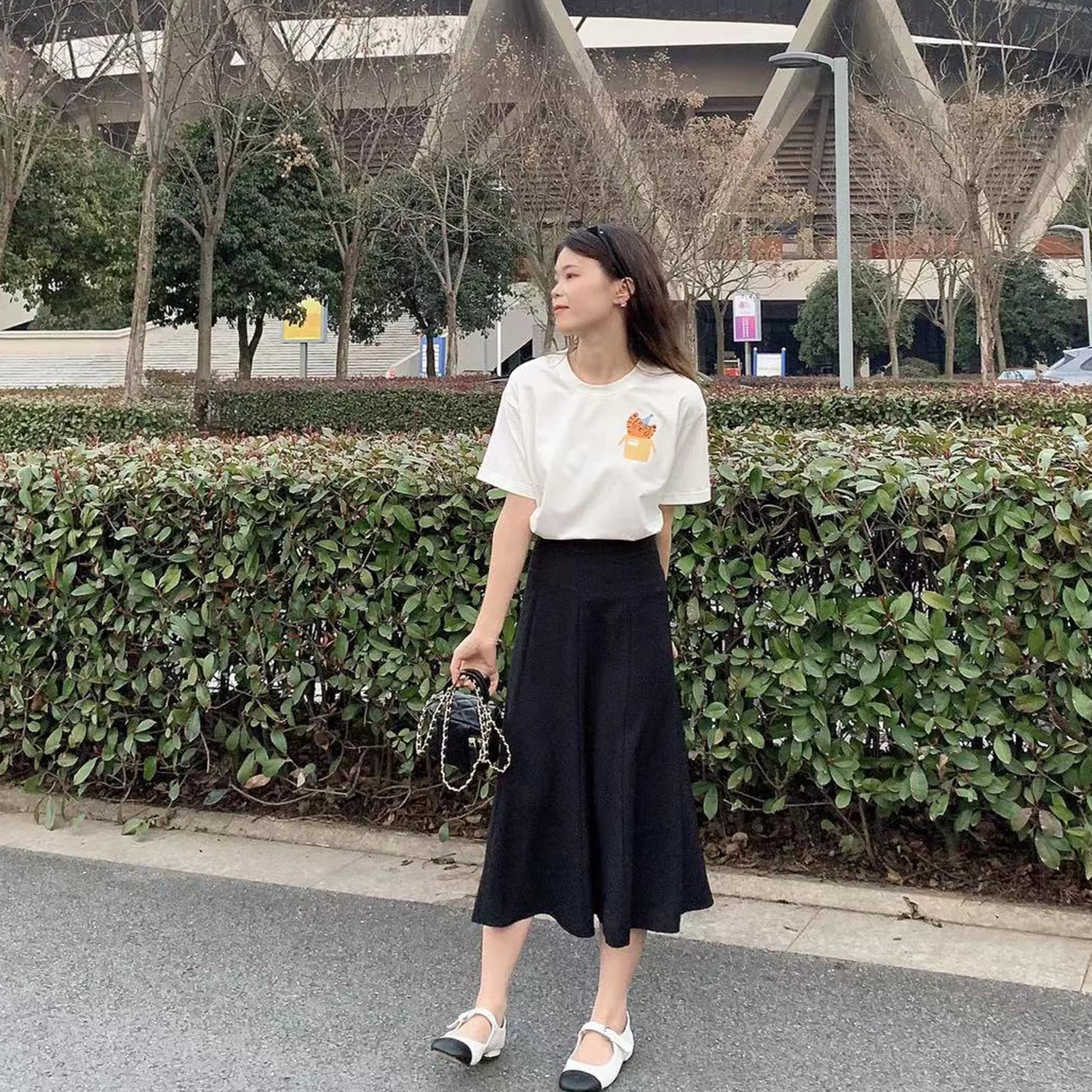 Black Eight-Piece Fish Tail Half Skirt Perry Small 1502022 XXS Commute Pure Color Spring Season Other Material Ladies Skirt