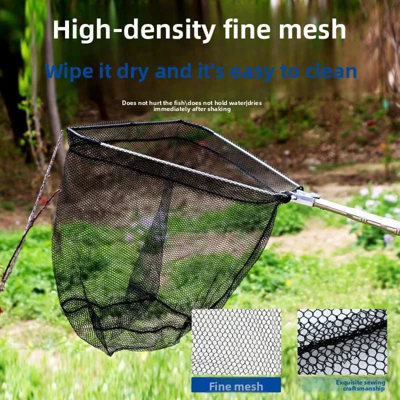 One-Piece Telescopic Fishing Net, Stainless Steel Landing Net with Foldable Frame & Reinforced Joint Available in Multiple Sizes