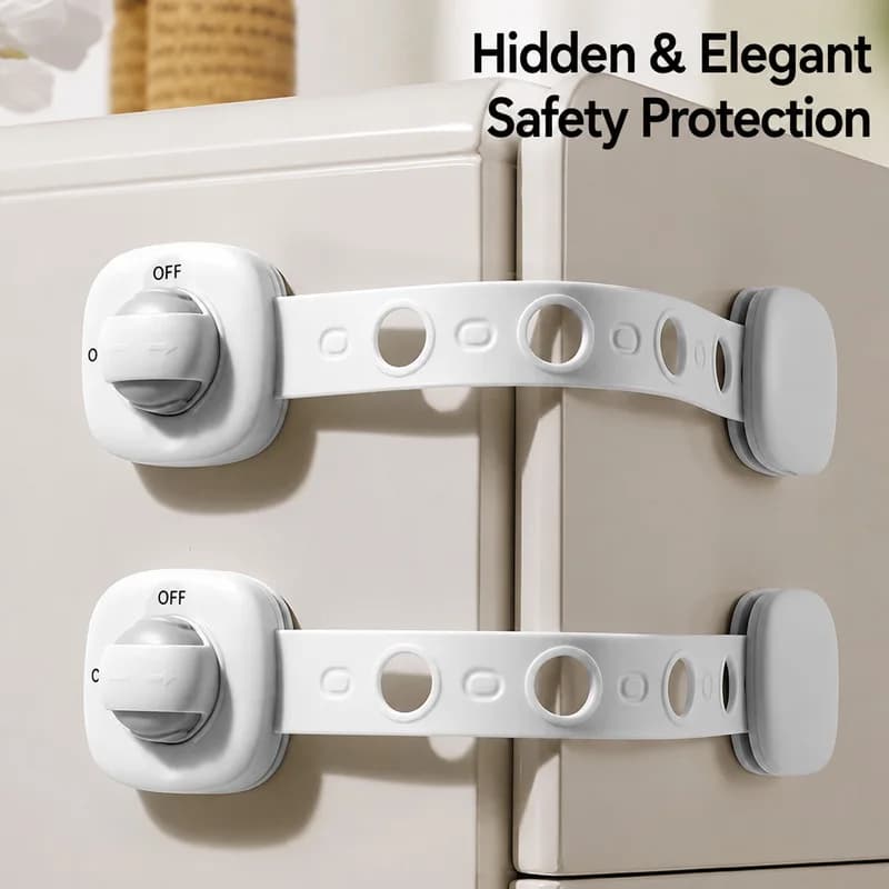 2Pcs Kids Safety Locker Home Security Protection Door Drawer Lock Adjustable Length Refrigerator Cabinet Locks Baby Safe Care