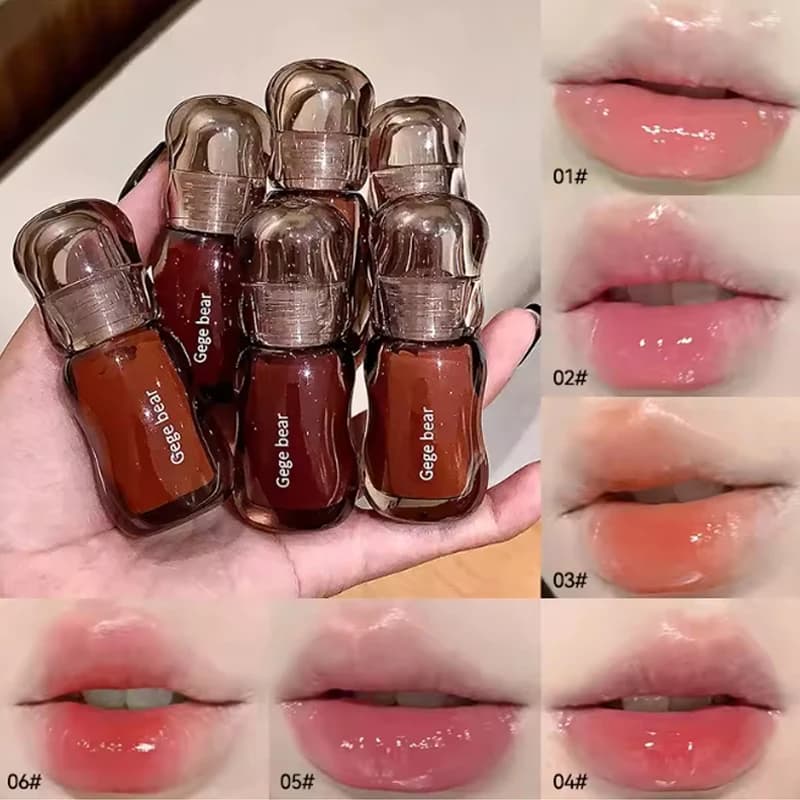 Gege Bear Crystal Gloss Lip Tint — Autumn/Winter Hydrating Formula, Mirror-Gloss Finish, Youthful Plumping Effect