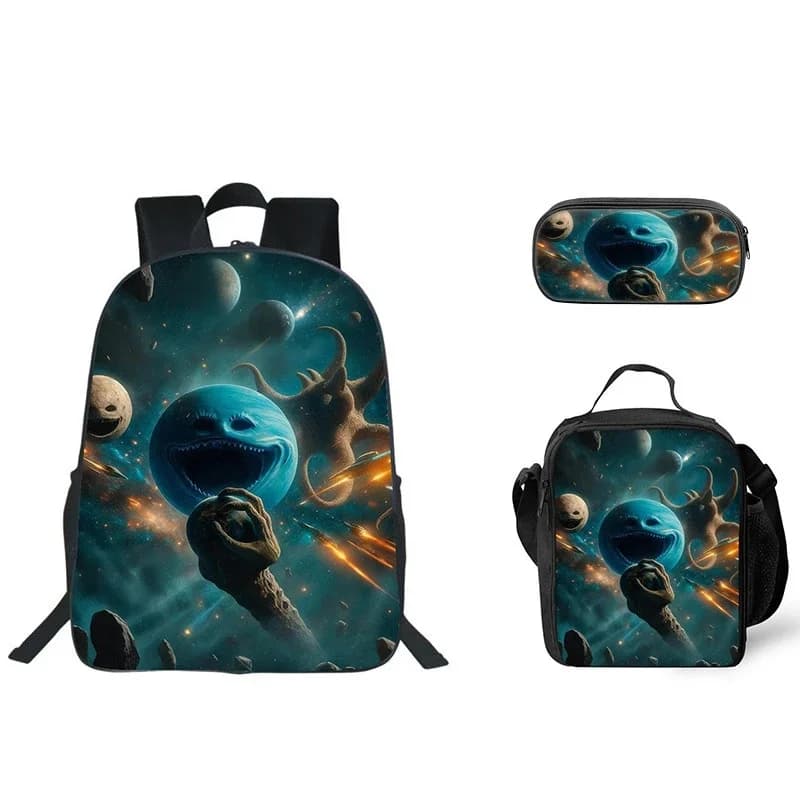 The Moon Woke Up Backpack Set Lunar Awakening Planet Print School Ready Pencil Case Lunch Bag For Kids Back To Class Cute Trendy