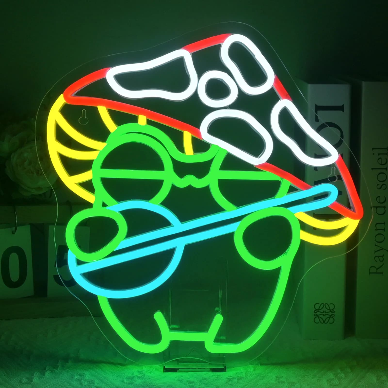 Insegna al neon a forma di fungo e rana, dimmerabile personalizzato, LED, luce al neon carina, 5/12 V, camera da letto alimentata tramite USB, regali perfetti per il compleanno di Natale