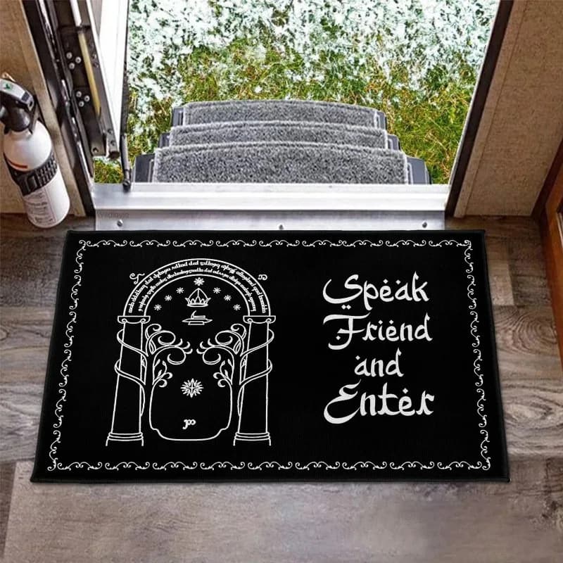 Zerbino "The Lord of the Halloween Theme Rings with quote 'Speak Friend and Enter': soft anti-slip carpet for decoration of the home patio and camper"