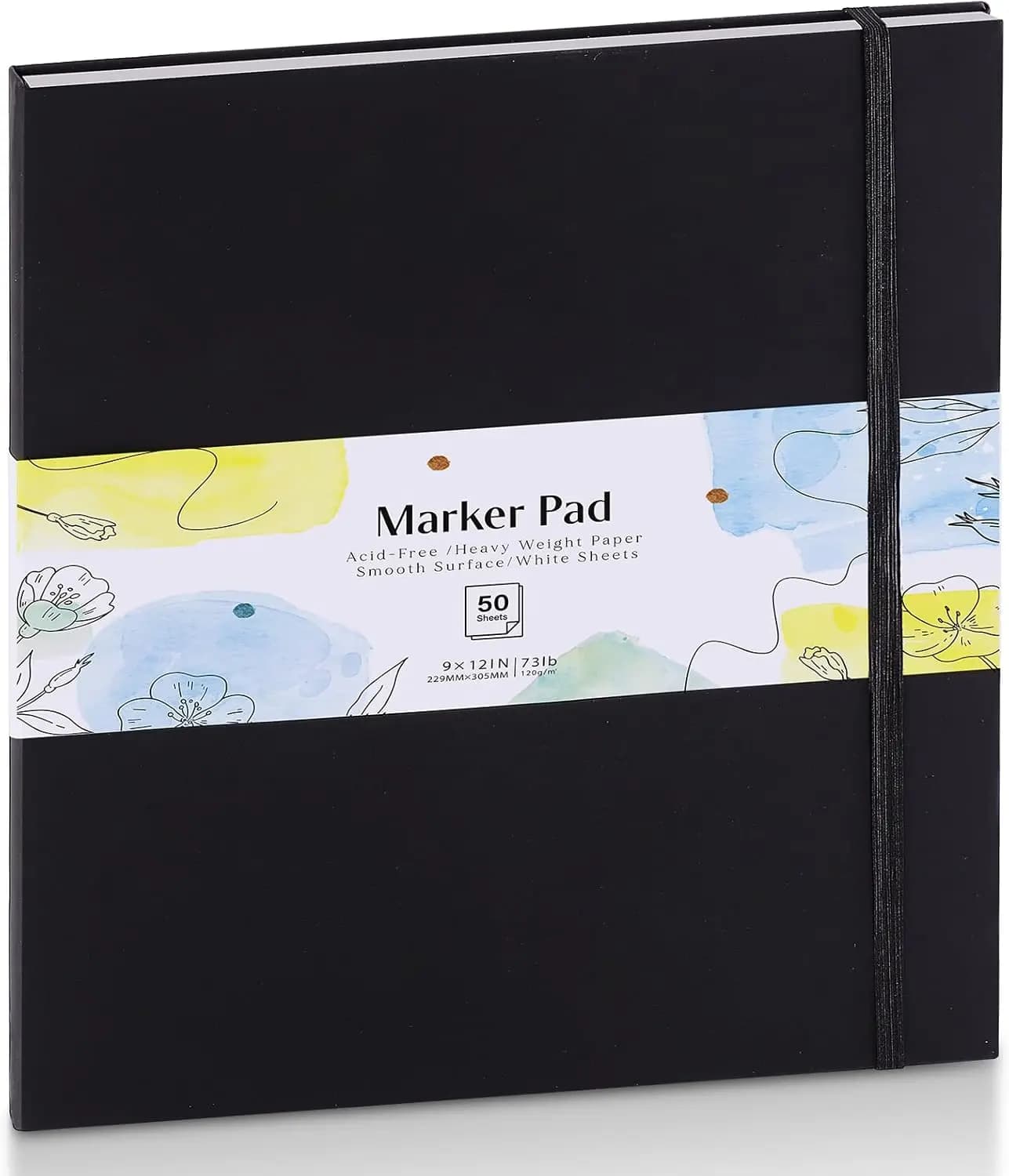 50 Sheets 9x12in Marker Paper Pad, 120gsm Heavyweight Spiral Sketch Book for Alcohol Markers, Artists Gift