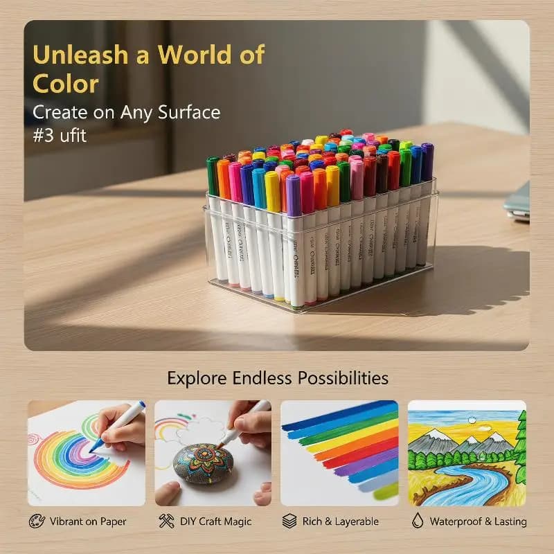 120 Colors Acrylic Paint Marker Pens Bright Pigment Quick Dry Perfect For Kids Drawing DIY Craft Projects