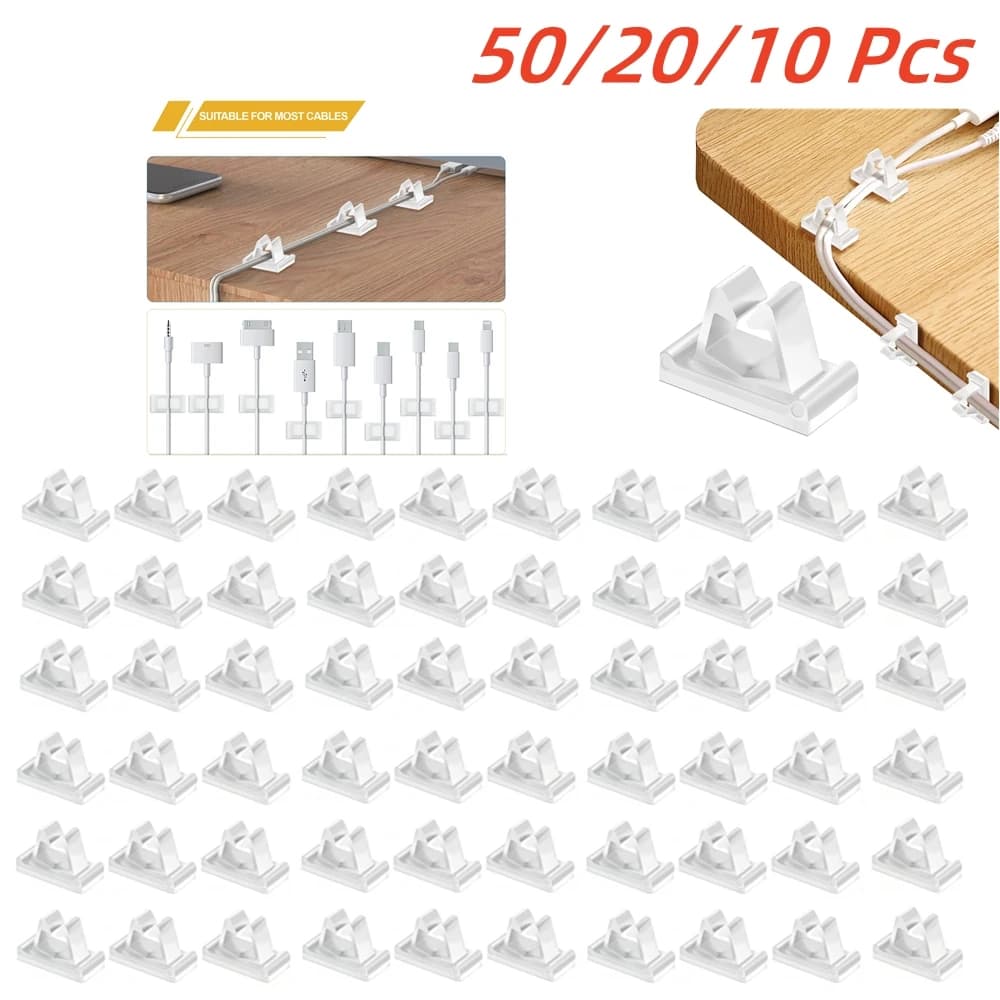 50/10PCS Organizzatore di cavi Clip Gestione cavi verticale Gestore di cavi Supporto per cavo in nylon bianco Linea dati di ricarica Avvolgitore per bobina