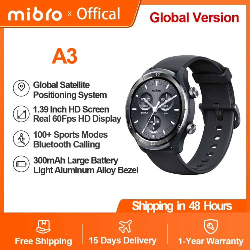 Mibro A3 Smartwatch Design Super Light GPS Positioning Bluetooth Call 1.39'''' Monitor Health Sport Watch For Men Women