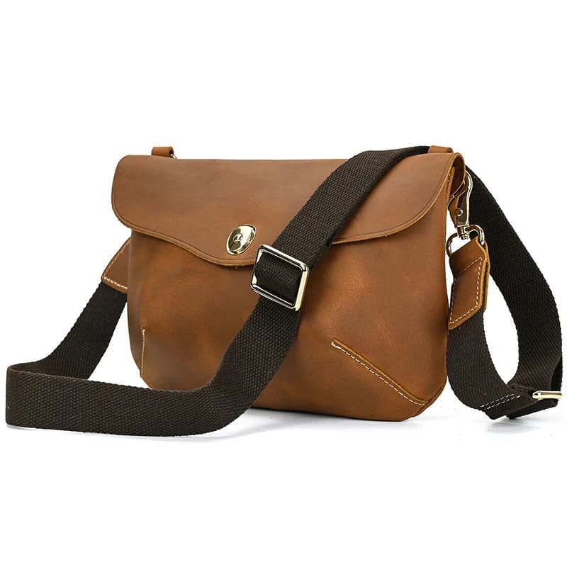 Handmade Vintage Crazy Horse Leather Bag, Unisex Multi-functional Genuine Cowhide Hand Clutch Shoulder & Crossbody Purse