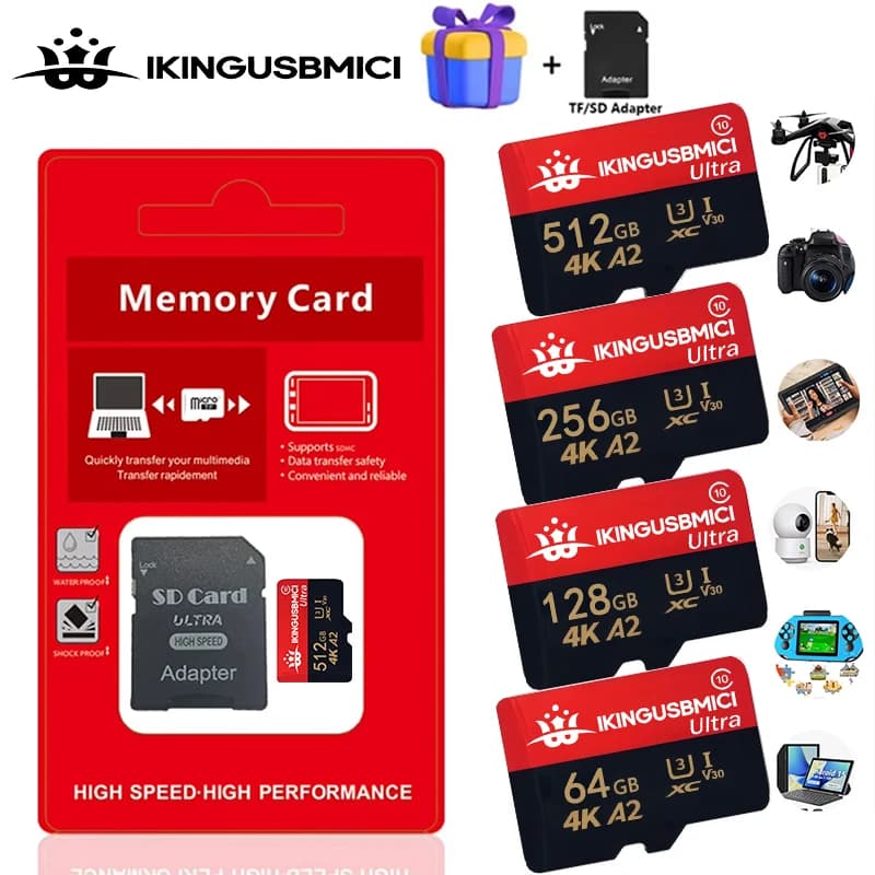 Memory Card and Micro SD Card SD Cards TF Cards Turbo Speed Versatile 16GB/32GB/64GB/256GB for Android Phone Tablet Magnet