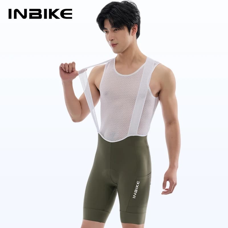 INBIKE Men's Cycling Bib Shorts Padded Summer Shock-Absorbing Breathable Quick-Dry Cycling Suspenders Shorts MTB Bike Pants