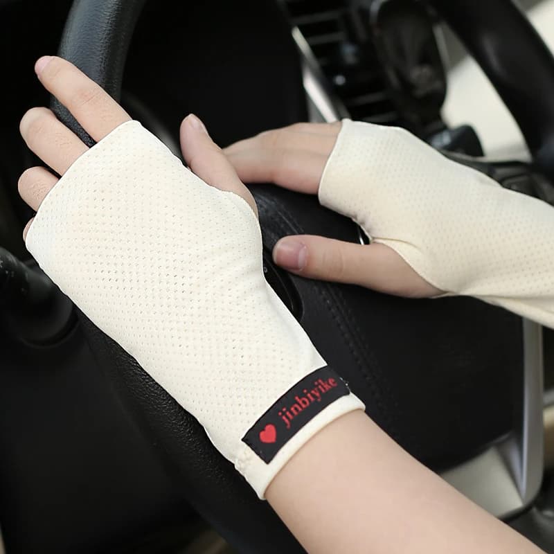 Sun protection gloves with half fingers for men sports fitness slim and breathable for outdoor women driving high elastic anti-slip 1 pair
