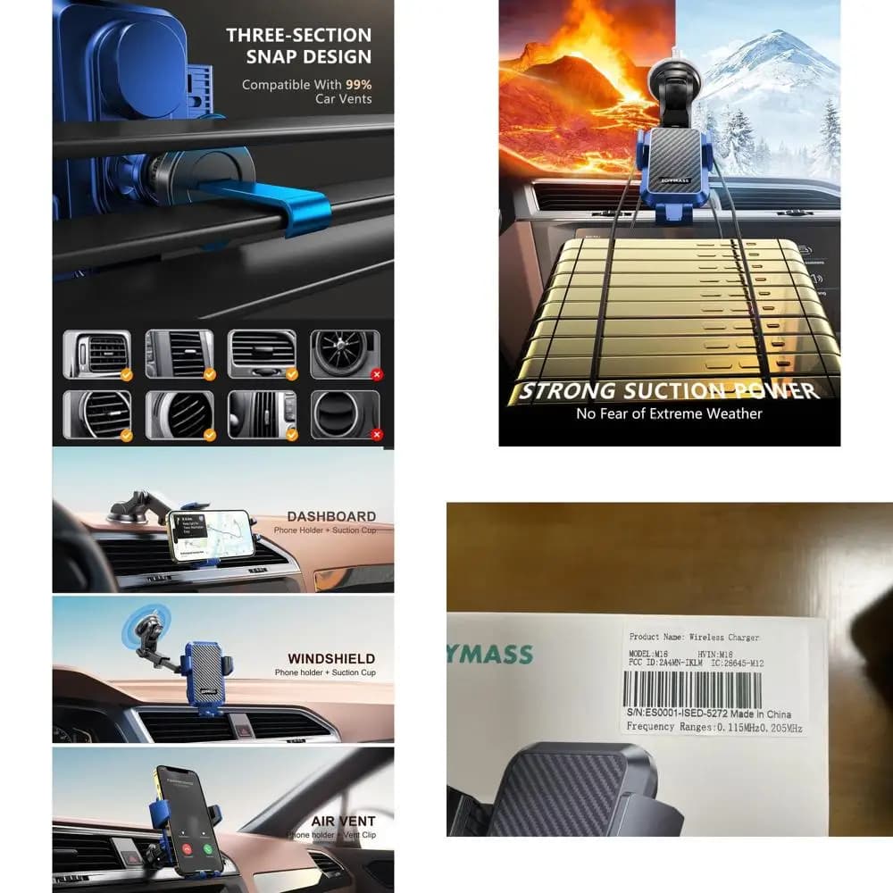 Supporto per Telefono Auto Wireless, Montaggio con Bloccaggio Automatico 15W, Compatibile con iPhone 16-11, S24 Ultra, S23, S22+, Note 20 - Blu
