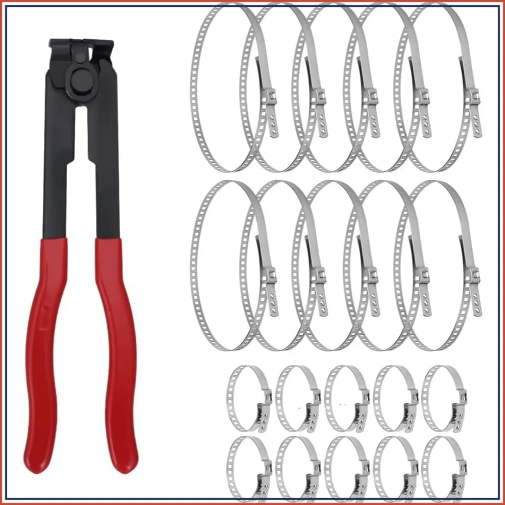 CV Joint Axle Boot Clamp Pliers Tool with 20 Crimp Bands - Ear Type Extension for Most Cars