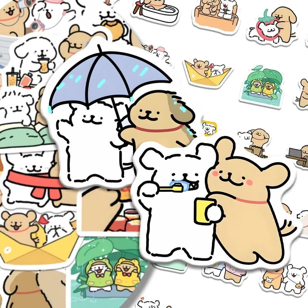 108 Pezzi Adesivi Carini a Forma di Cane, Stile Line Art, Espressioni d'Amore, Creativi per Decorare Notebook, Laptop, Cover per Telefono