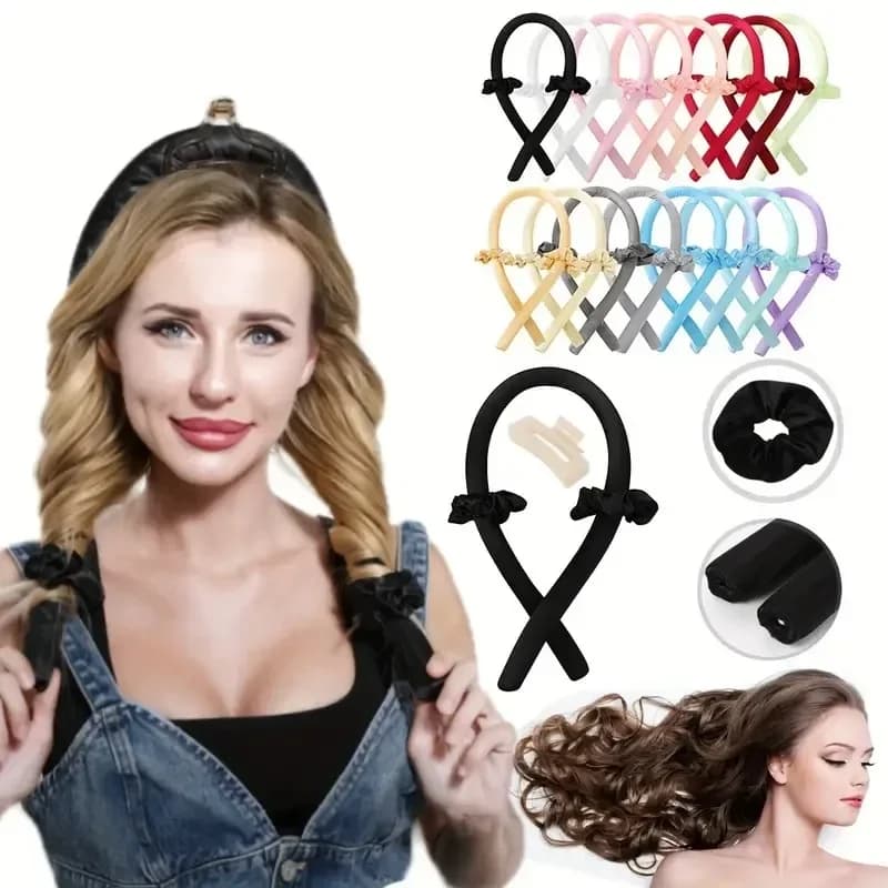 Iron curlers in heatless foam for big waves, hair curlers for soft waves, tool for hair styling DIY