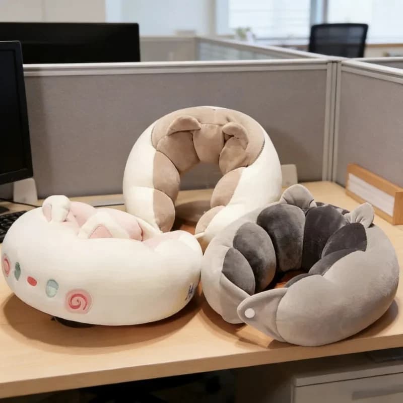Cuscino da Viaggio Portatile in Velluto Cristallo, Cuscino a Forma di Bruco o Gatto, per Divano, Ufficio e Casa