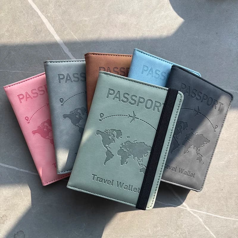 Custom Name on Passport Cover Women Multi-functional Travel Wallet Fahion Map Logo Passport Holder Covers for Passports