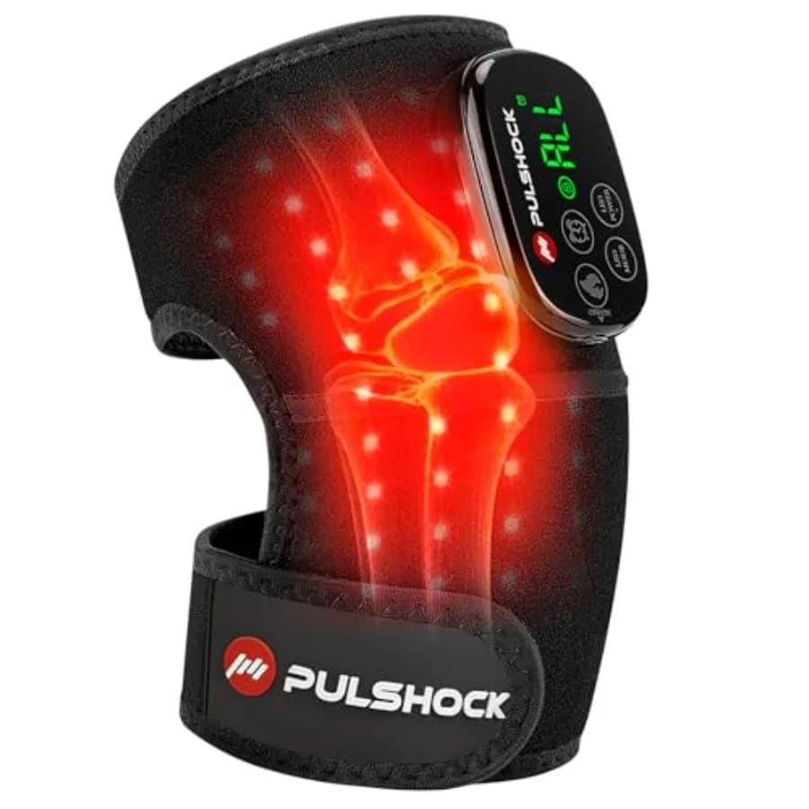 Fascia per Ginocchio Ergonomica con Terapia a Luce Rossa e Riscaldamento 660nm 850nm, Senza Fili, Ricaricabile 5000mAh, Ideale per il Sollievo Articolare, Regalo Perfetto
