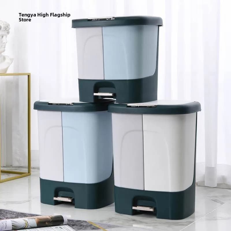 Cestino per Rifiuti da Cucina con Pedale, Contenitore in Acciaio Inox per Separazione Umido/Secco, Strumento per Pulizia Domestica, Bidone Ecologico