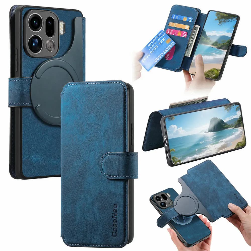 Per OPPO Trova X9 Pro 5G 2025 Custodia di lusso Obiettivo della fotocamera Proteggi staccabile 2 IN 1 Portafoglio RFID Fonda Trova X9 Custodia per telefono X 9 9X X9Pro