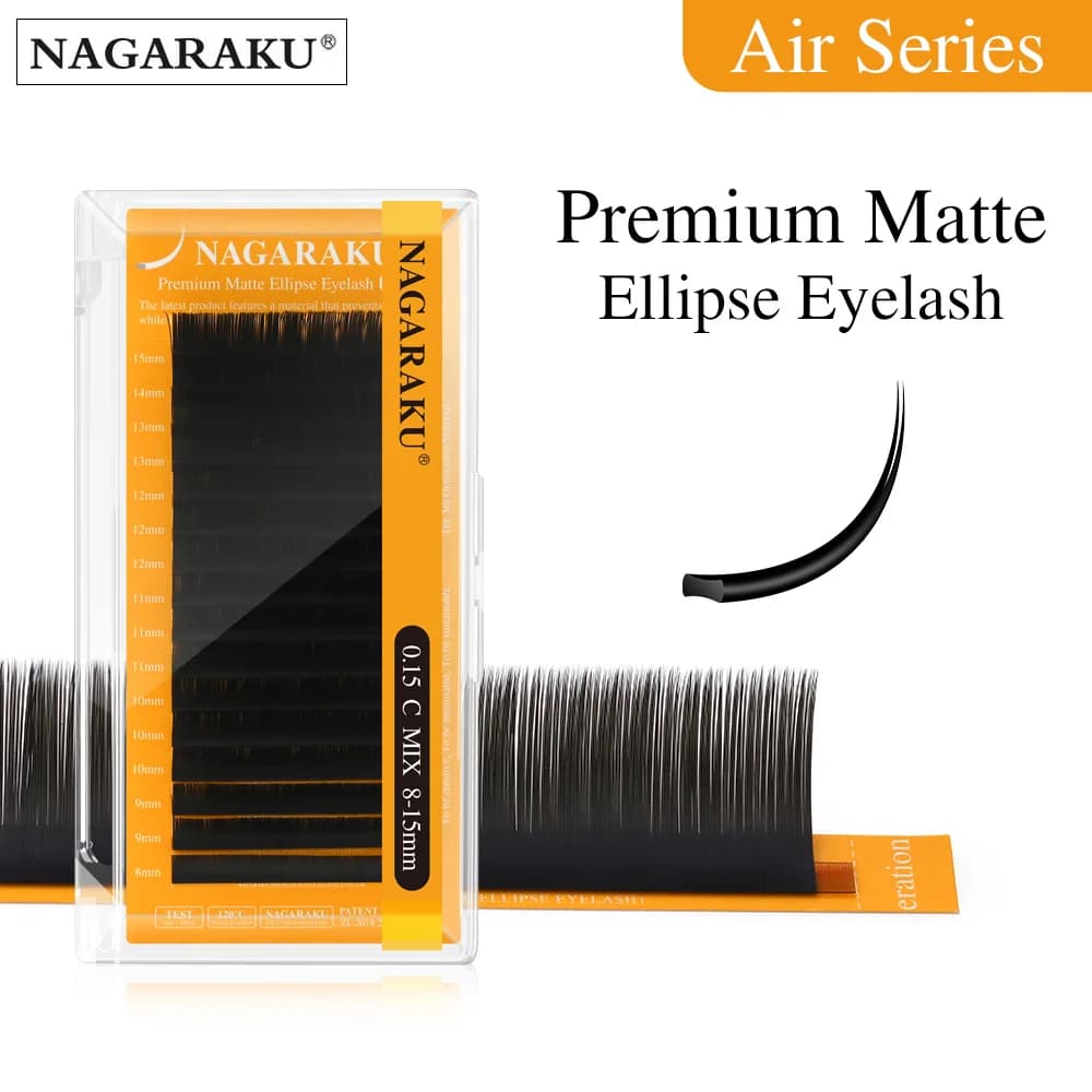 NAGARAKU New Air Series Premium matt elliptical eyelashes High density splits Natural light eyelashes Matte black
