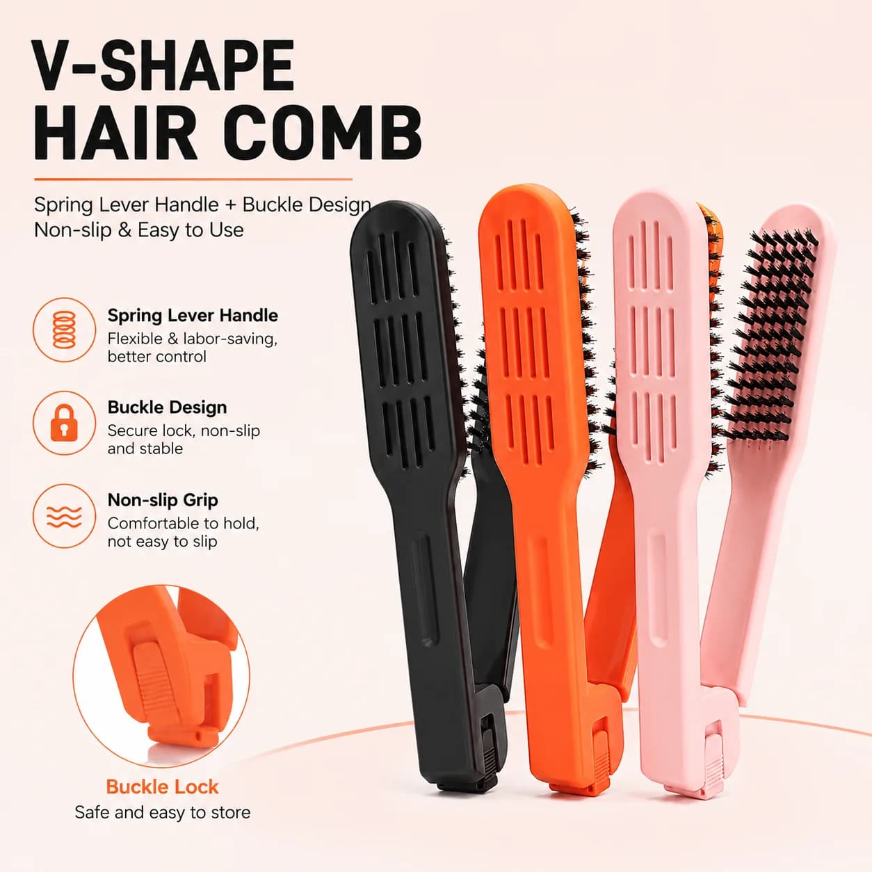 Double-sided ceramic hair plate comb and brush for styling 2 in 1 natural wood styling tool for women