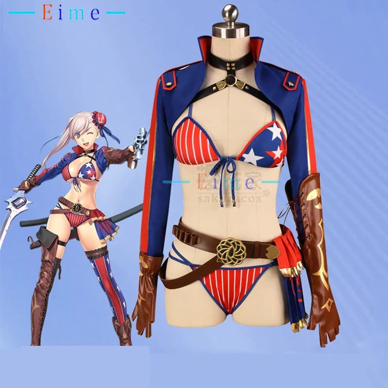 FGO Saber Cosplay Costume Miyamoto Musashi Swimsuit Outfits Women Summer Party Suit Halloween Carnival Uniform Custom Made