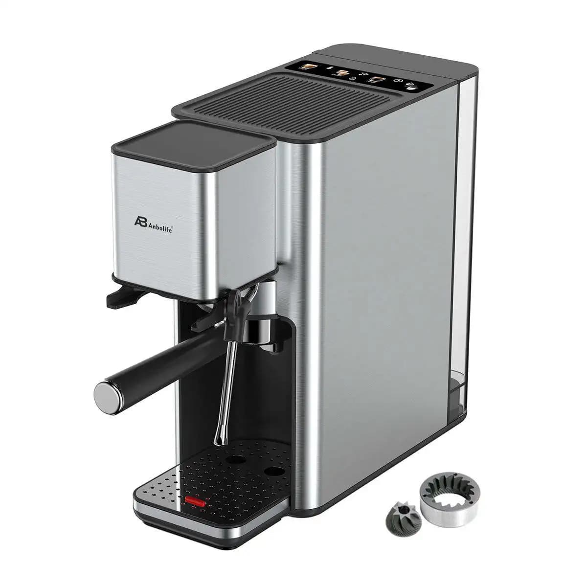2 in 1 Espresso Coffee Machine With Built-in Conical Burr Grinder 15Bar PID Temp Control Coffee Maker for Home Office